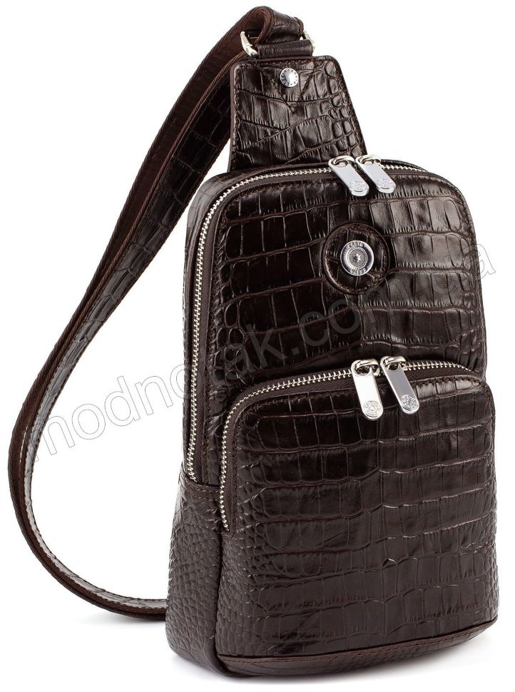 Кожаная мужская сумка-рюкзак с фактурой под крокодила KARYA (0819-57)