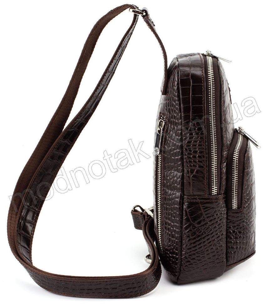 Кожаная мужская сумка-рюкзак с фактурой под крокодила KARYA (0819-57)