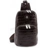 Кожаная мужская сумка-рюкзак с фактурой под крокодила KARYA (0819-57) - 4