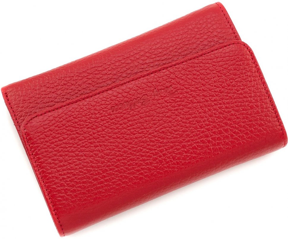 Красный женский кошелек тройного сложения из натуральной кожи Tony Bellucci (10838)