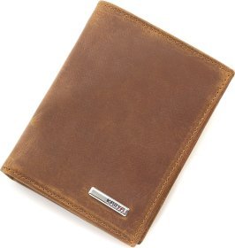 Рыжее повседневное мужское портмоне из винтажной кожи без фиксации KARYA (21900)