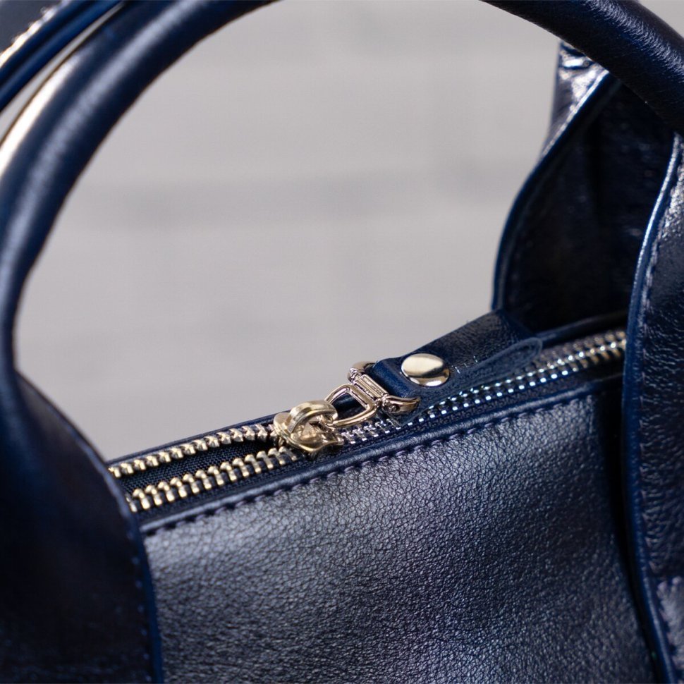 Темно-синяя мужская сумка под ноутбук до 14 дюймов из натуральной кожи флотар SHVIGEL (00976)