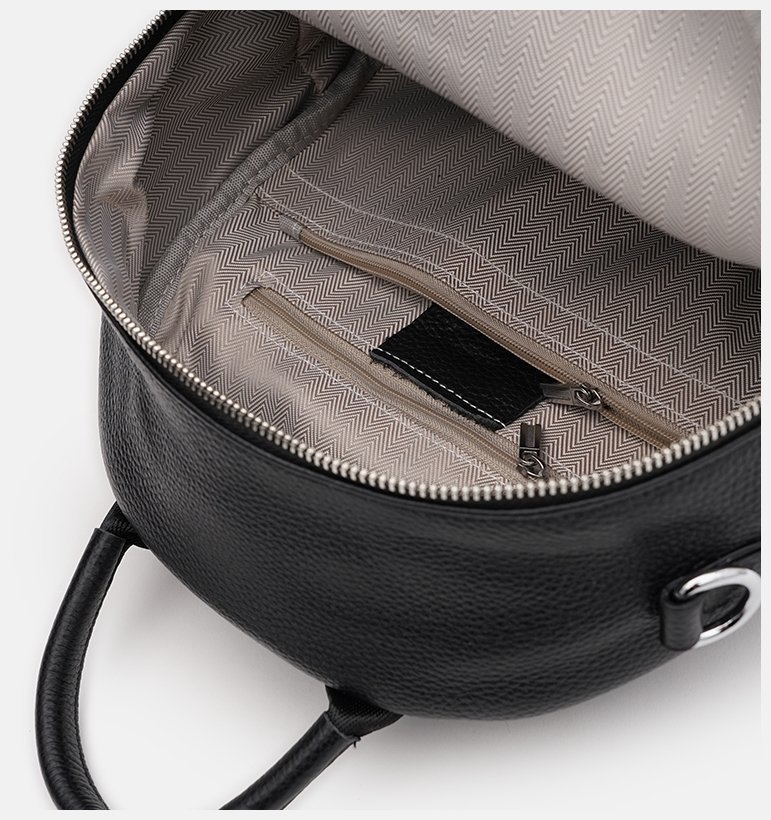 Женский кожаный рюкзак-сумка в классическом черном цвете Keizer 71522