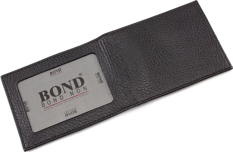 Многофункциональное мужское портмоне из натуральной черной кожи Bond Non (10647)