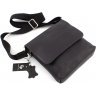 Повседневная мужская сумка черного цвета из винтажной кожи Grande Pelle (13283) - 5