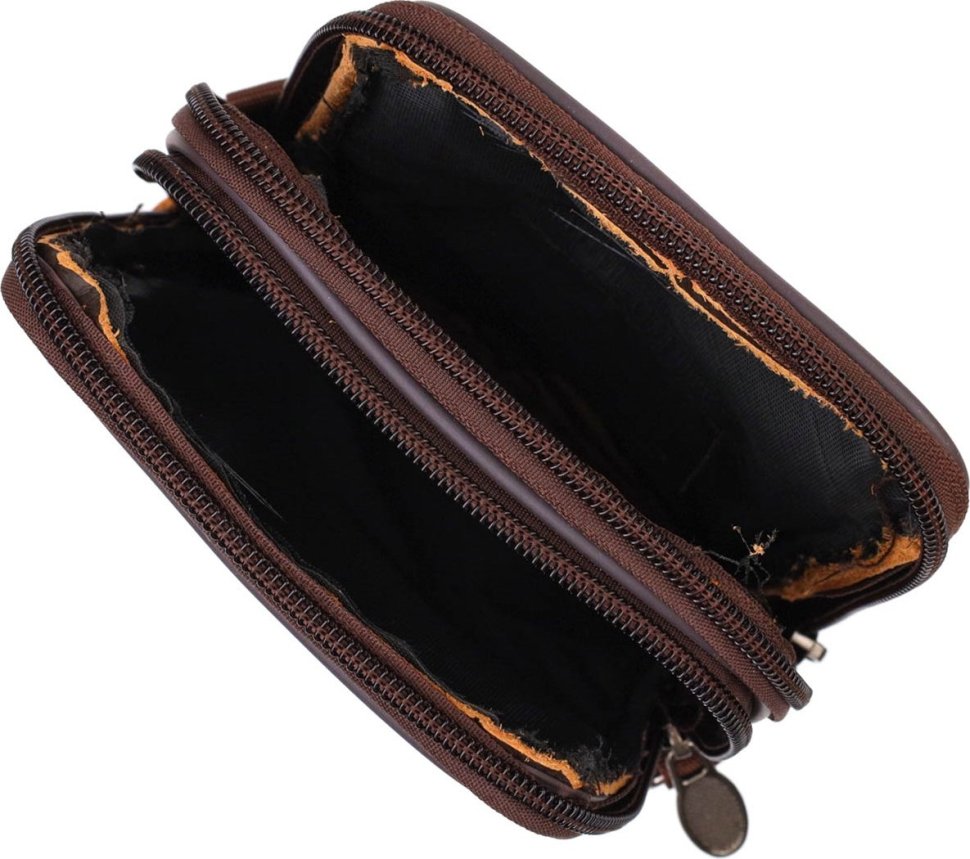 Маленькая мужская сумка из натуральной кожи коричневого цвета Vintage (2421488)