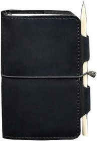 Кожаный блокнот (Софт-бук) черного цвета с фиксацией на резинку BlankNote (13722)