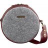 Круглая фетровая сумка с кожаными бордовыми вставками BlankNote Таблетка (12743) - 1
