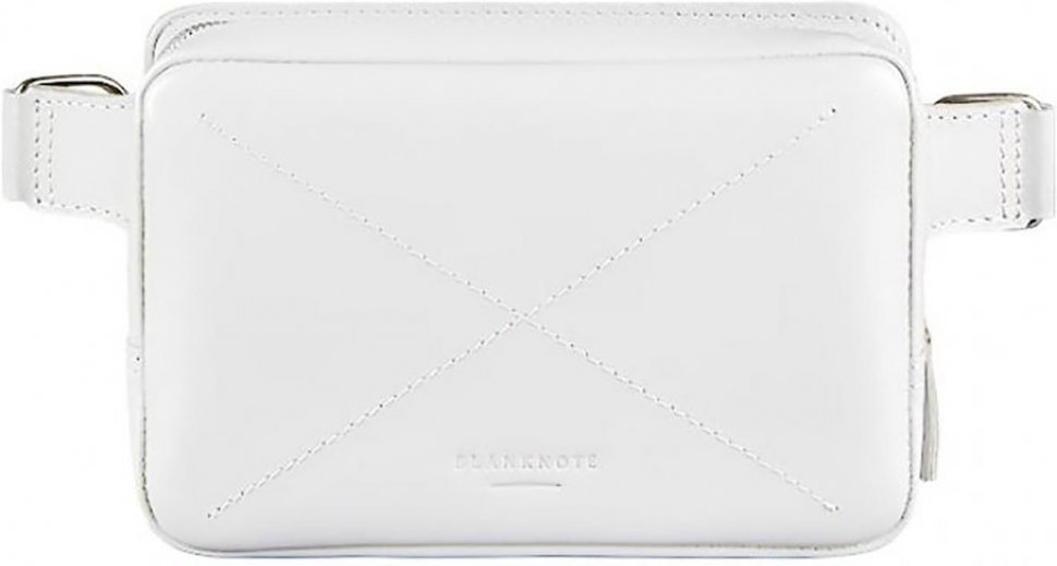 Поясная сумка белого цвета из качественной кожи BlankNote Dropbag Mini (12787)