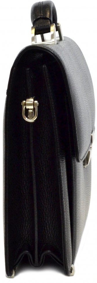 Классический мужской каркасный портфель из натуральной кожи в черном цвете Desisan (19113)