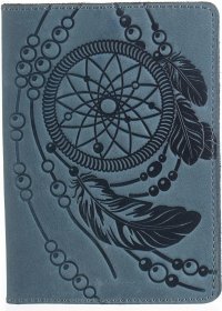 Синяя обложка на паспорт из натуральной кожи с рисунком SHVIGEL (2413795)