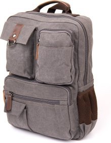 Сірий рюкзак з якісного текстилю з безліччю кишень Vintage (20618)