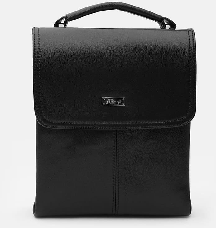 Мужская сумка-барсетка небольшого размера из гладкой кожи в черном цвете Ricco Grande (22077)
