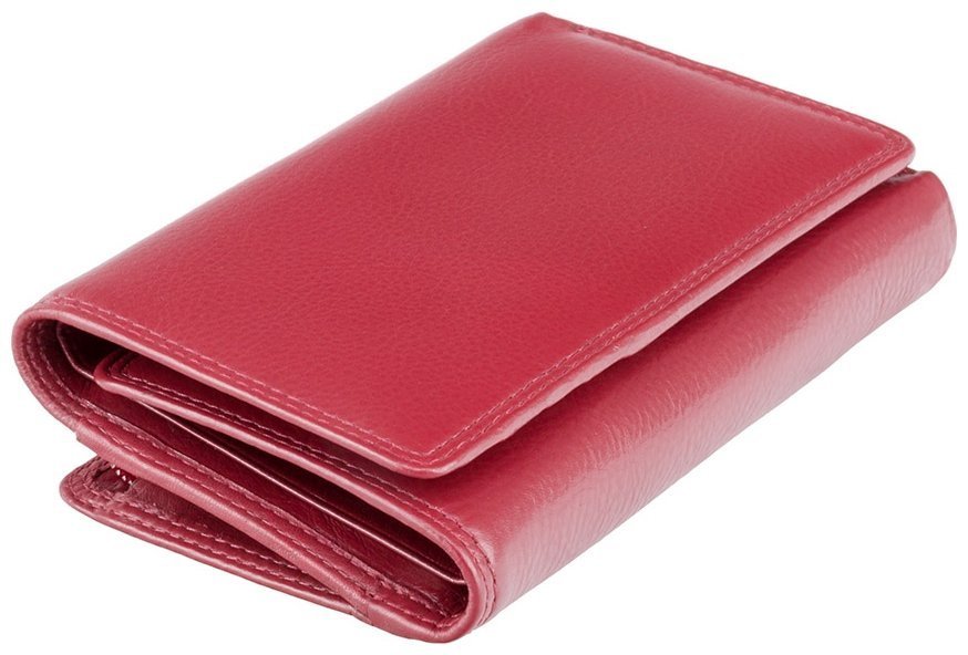 Красный женский кошелек тройного сложения из натуральной кожи с RFID - Visconti Picadilly 68822