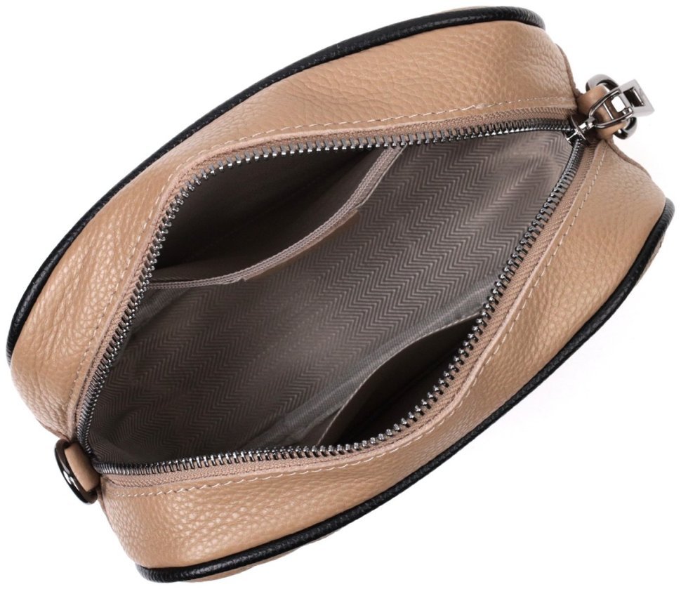Кожаная женская стеганая сумка-кроссбоди маленького размера в бежевом цвете Vintage 2422386