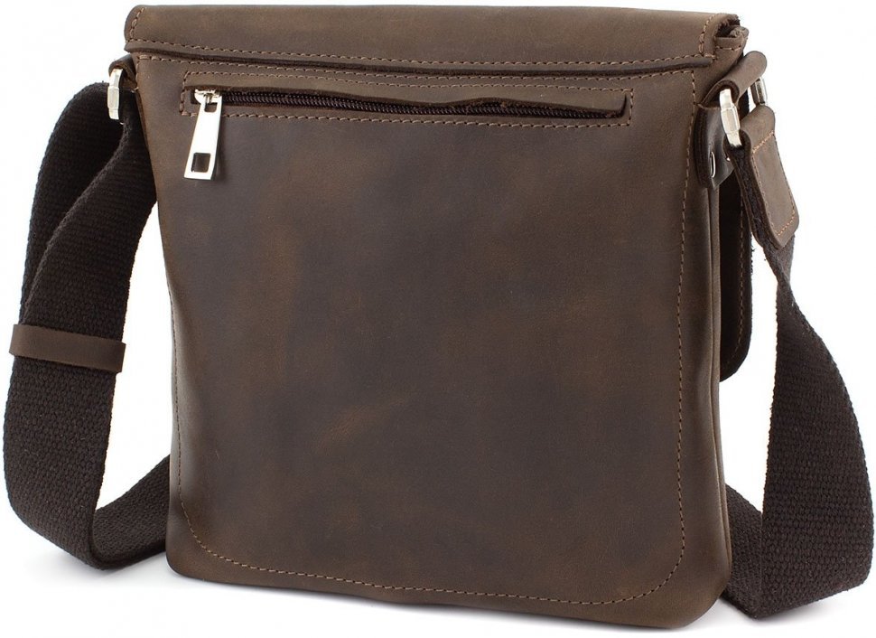 Коричневая наплечная сумка из натуральной кожи высокого качества Grande Pelle (13284)