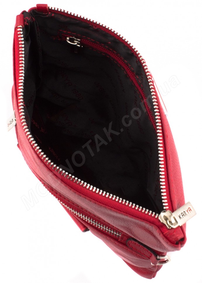 Восхитительный женский кожаный клатч красного цвета Karya (28013)
