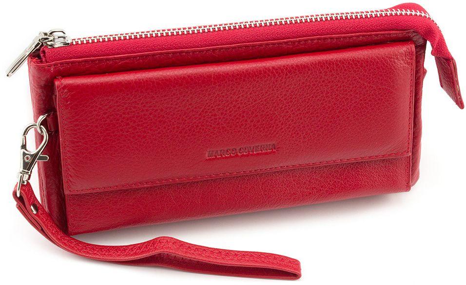 Красный кожаный кошелек-клатч Marco Coverna (17841)