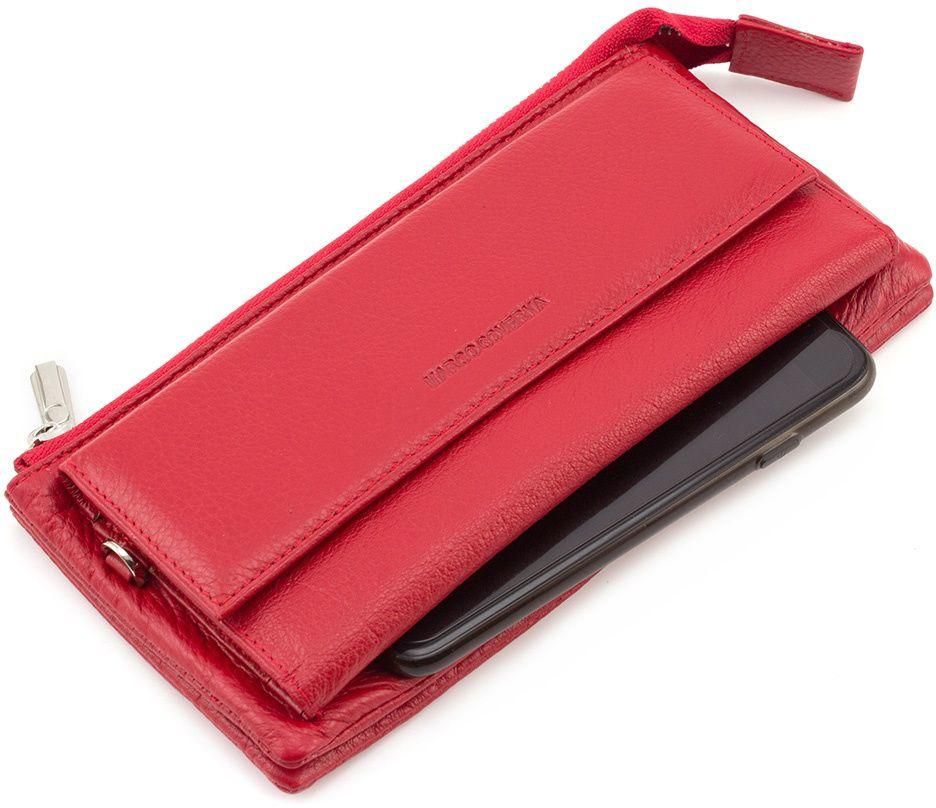 Красный кожаный кошелек-клатч Marco Coverna (17841)