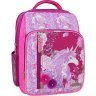 Школьный рюкзак для девочек малинового цвета с принтом единорога Bagland 55523 - 1