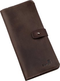 Темно-коричневый мужской купюрник из винтажной кожи с хлястиком SHVIGEL (2416207)