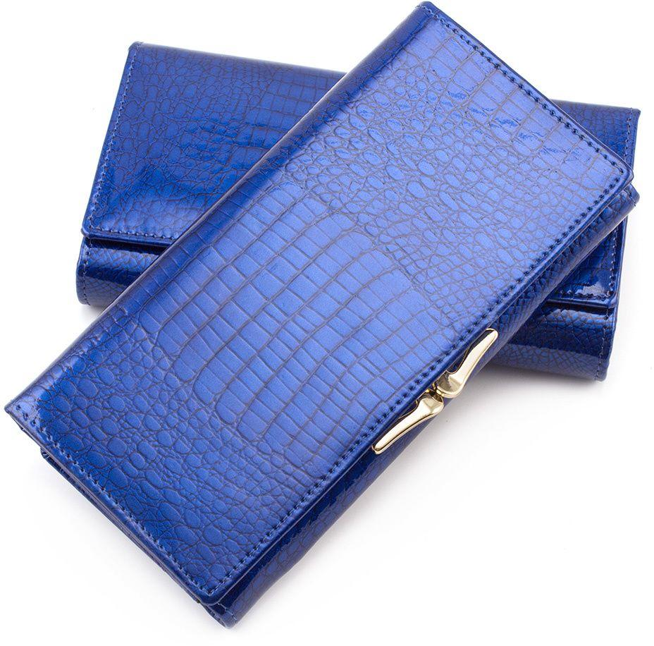 Женский лаковый кошелек синего цвета ST Leather (16282)