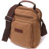 Средняя мужская сумка-барсетка из текстиля в коричневом цвете Vintage 2422236 - 1