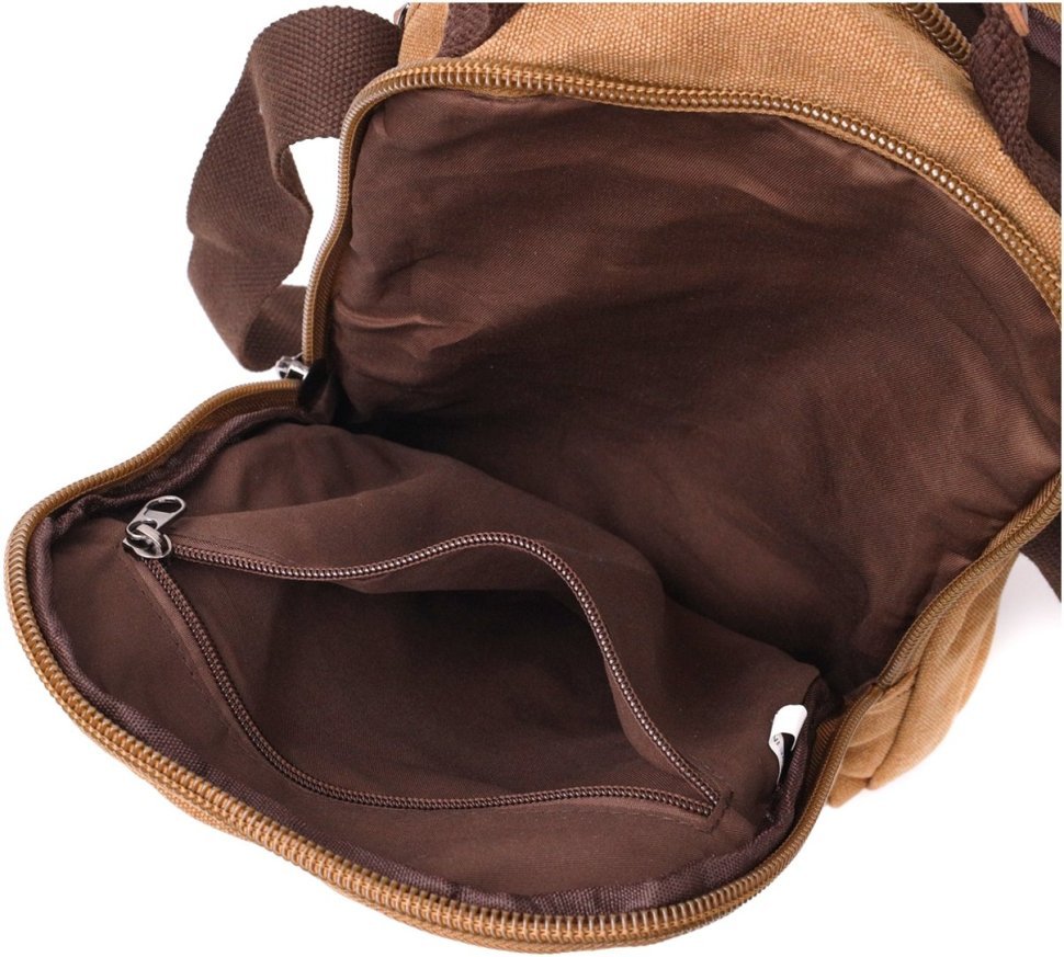Средняя мужская сумка-барсетка из текстиля в коричневом цвете Vintage 2422236