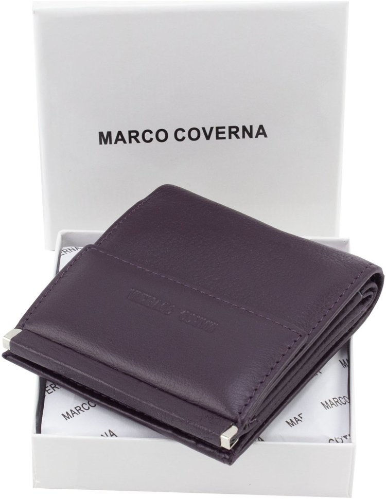 Женский фиолетовый кошелек маленького размера на кнопке Marco Coverna 68623