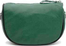Жіноча шкіряна сумка зеленого кольору з текстильним плечовим ременем Borsa Leather (59123)
