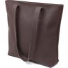 Кожаная коричневая женская сумка-шоппер большого размера Shvigel (16363) - 1