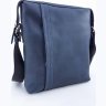 Кожаная мужская сумка планшет синего цвета с плечевым ремнем VATTO (11766) - 3