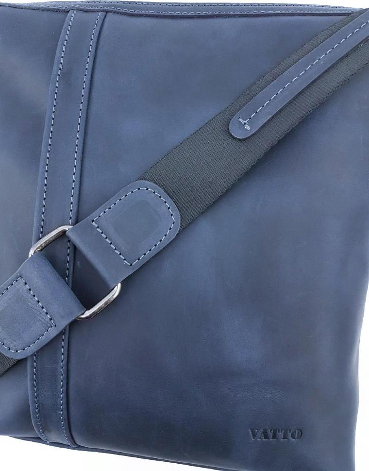Кожаная мужская сумка планшет синего цвета с плечевым ремнем VATTO (11766)