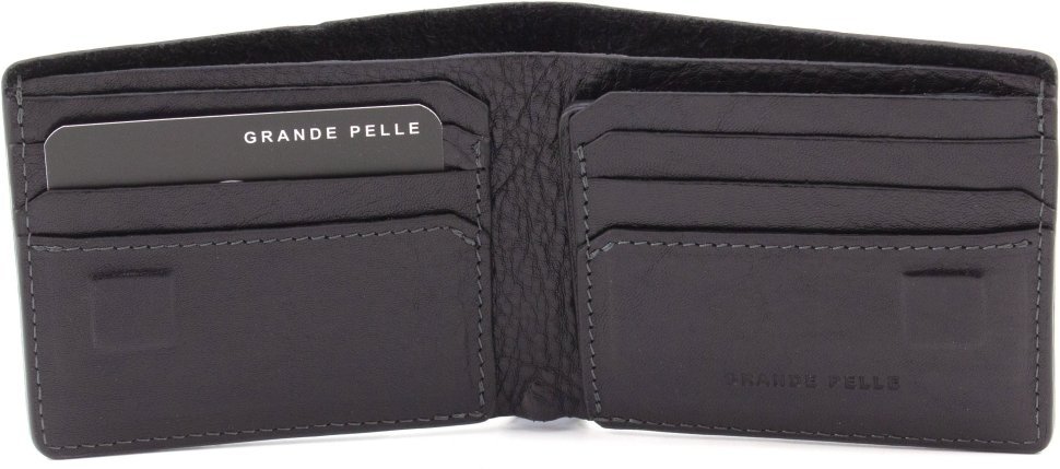 Черное мужское портмоне из итальянской кожи сорренто на магнитах Grande Pelle 67824