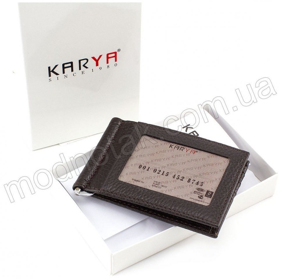 Кожаный зажим с окошком для документов KARYA (0956-39)