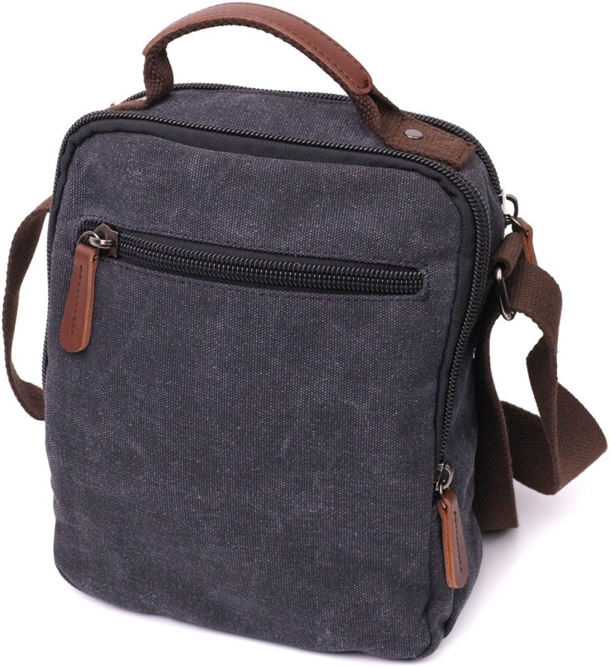 Мужская сумка-барсетка среднего размера из черного текстиля Vintage 2422237