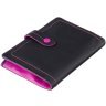 Кожаный женский кошелек черного цвета с розовой строчкой Visconti Malabu 68824 - 11