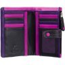 Кожаный женский кошелек черного цвета с розовой строчкой Visconti Malabu 68824 - 12