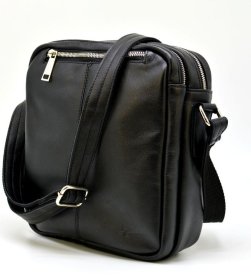Мужская сумка-планшет из натуральной черной кожи на два отделения TARWA (21715)