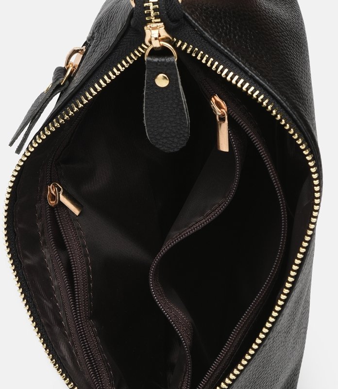 Наплечная женская сумка из натуральной черной кожи Keizer (15699)
