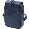 Мужская маленькая сумка на плечо из натуральной фактурной кожи синего цвета Vintage (20694) - 2
