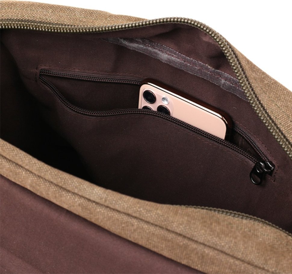 Текстильная сумка для ноутбука оливкового цвета Vintage (20187)