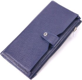 Синий мужской вертикальный бумажник из натуральной кожи флотар KARYA (2421423)