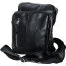 Мужская наплечная сумка из мягкой кожи черного цвета Vip Collection (21083) - 1