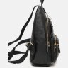 Женский кожаный рюкзак черного цвета с золотистой фурнитурой Borsa Leather (21297) - 3