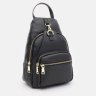 Женский кожаный рюкзак черного цвета с золотистой фурнитурой Borsa Leather (21297) - 7