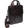Мужская вертикальная сумка коричневого цвета из натуральной кожи с ручками Borsa Leather (21329) - 2