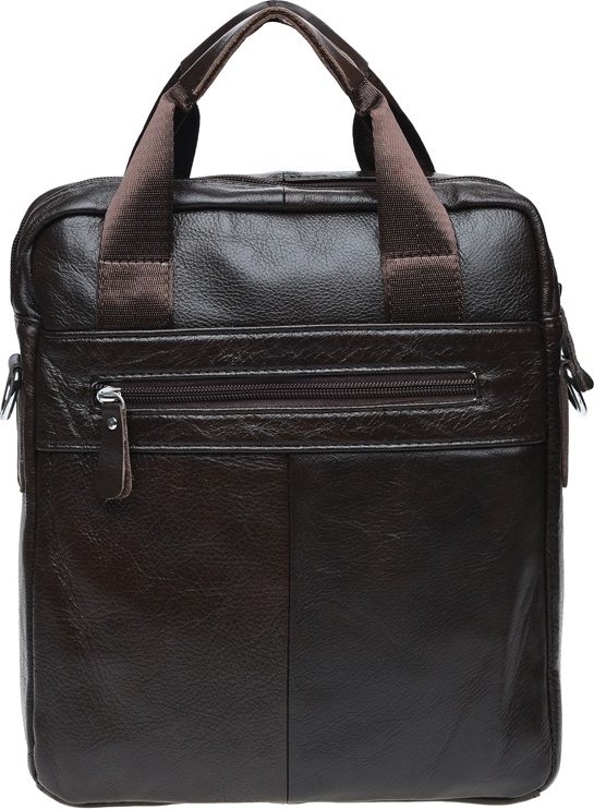 Мужская вертикальная сумка коричневого цвета из натуральной кожи с ручками Borsa Leather (21329)
