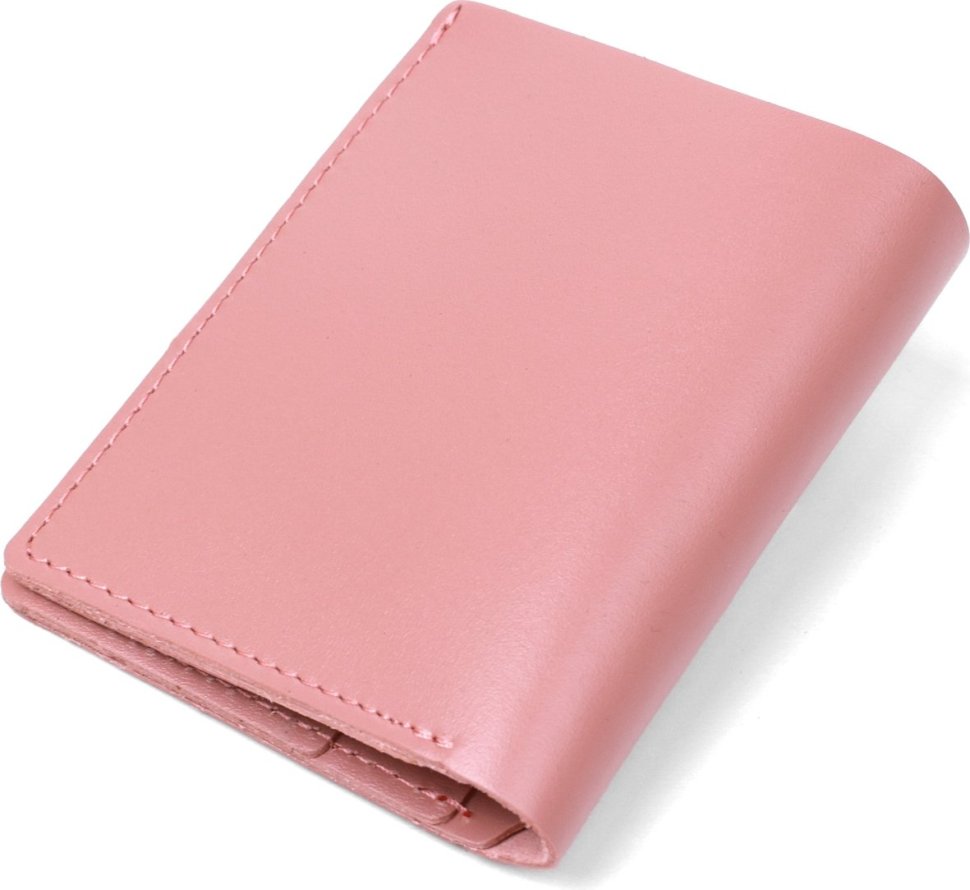 Женский розовый кошелек из гладкой кожи с хлястиком на кнопке Shvigel (2416488)