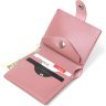 Женский розовый кошелек из гладкой кожи с хлястиком на кнопке Shvigel (2416488) - 3